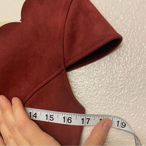 Lulus Dearest Dream burgundy Red Suede scallop short Skater holiday Dress S - Picture 5 of 13